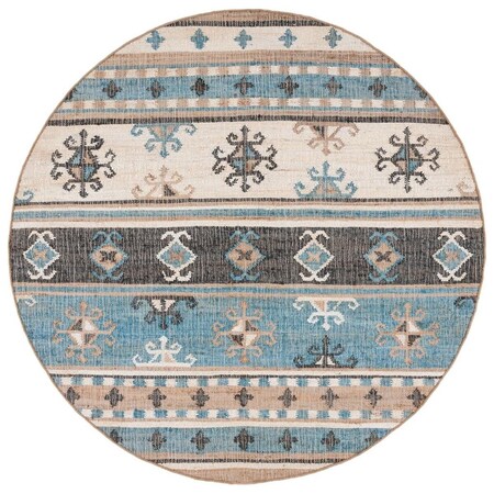 Safavieh 7 x 7 ft. Kilim Flat Weave Round Area Rug; Blue & Ivory KLM754M-7R